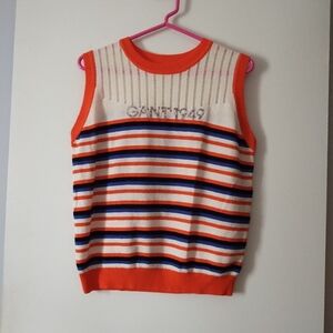 GANT Knit Striped 'Gant 1949' Orange + Blue Striped Vest M